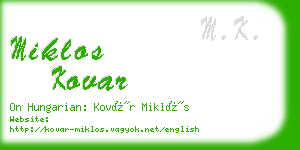 miklos kovar business card
